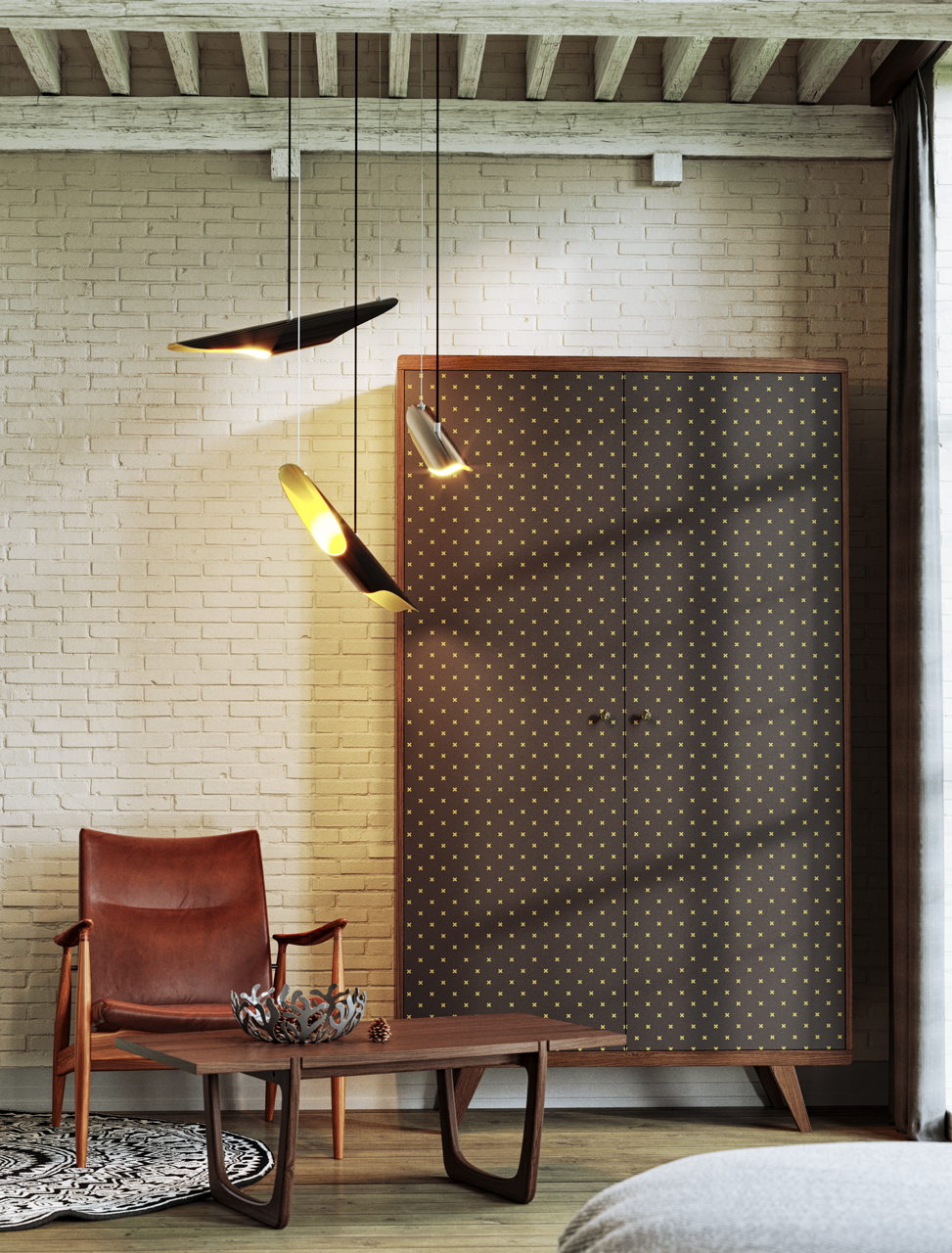 Шкаф распашной двухдверный натуральный дуб с принтом 043 Thimon THE IDEA  210334 Бежевый;белый  - Вид №2