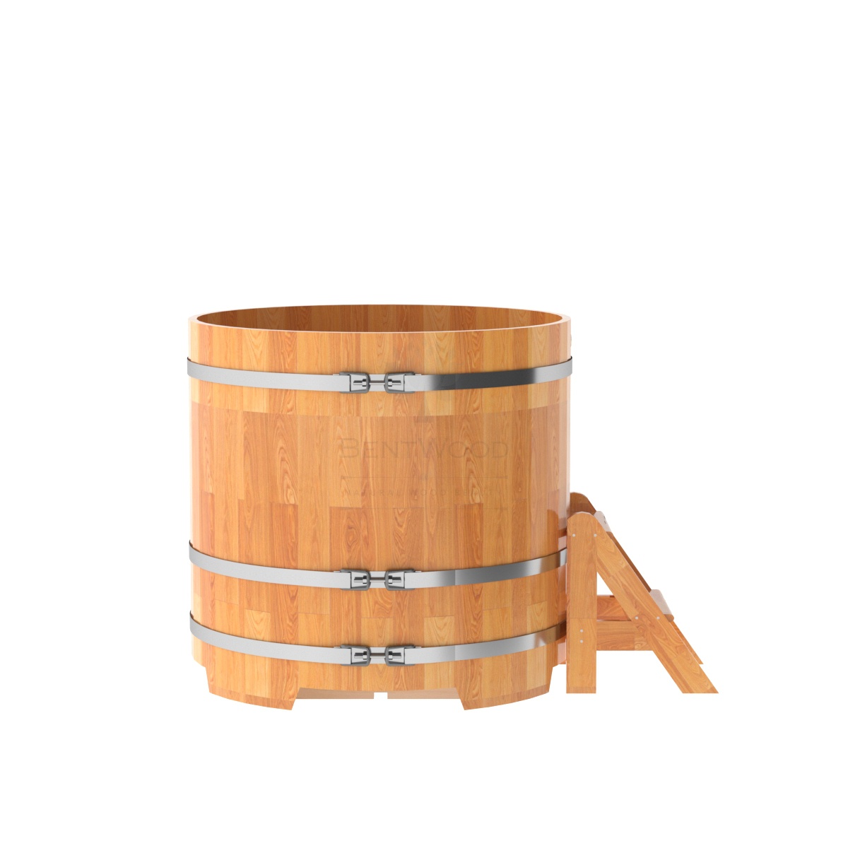 1503 Купель круглая из сращенных ламелей лиственницы d=1,17х1,1 натуральная Alyarus  - Вид №2