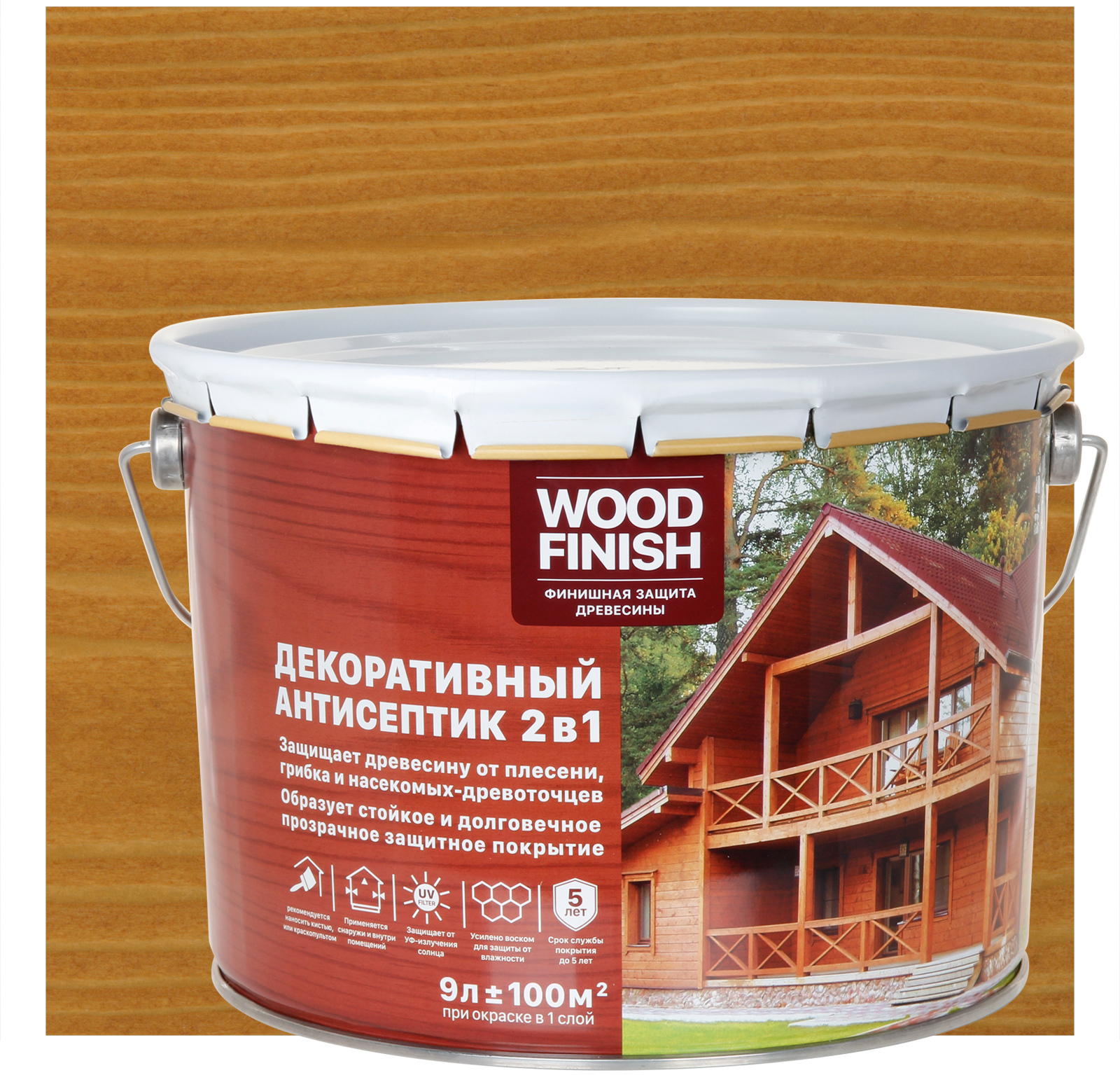 84392156 Антисептик декоративный Wood Finish цвет орегон 9 л STLM-0049139 HUSKY