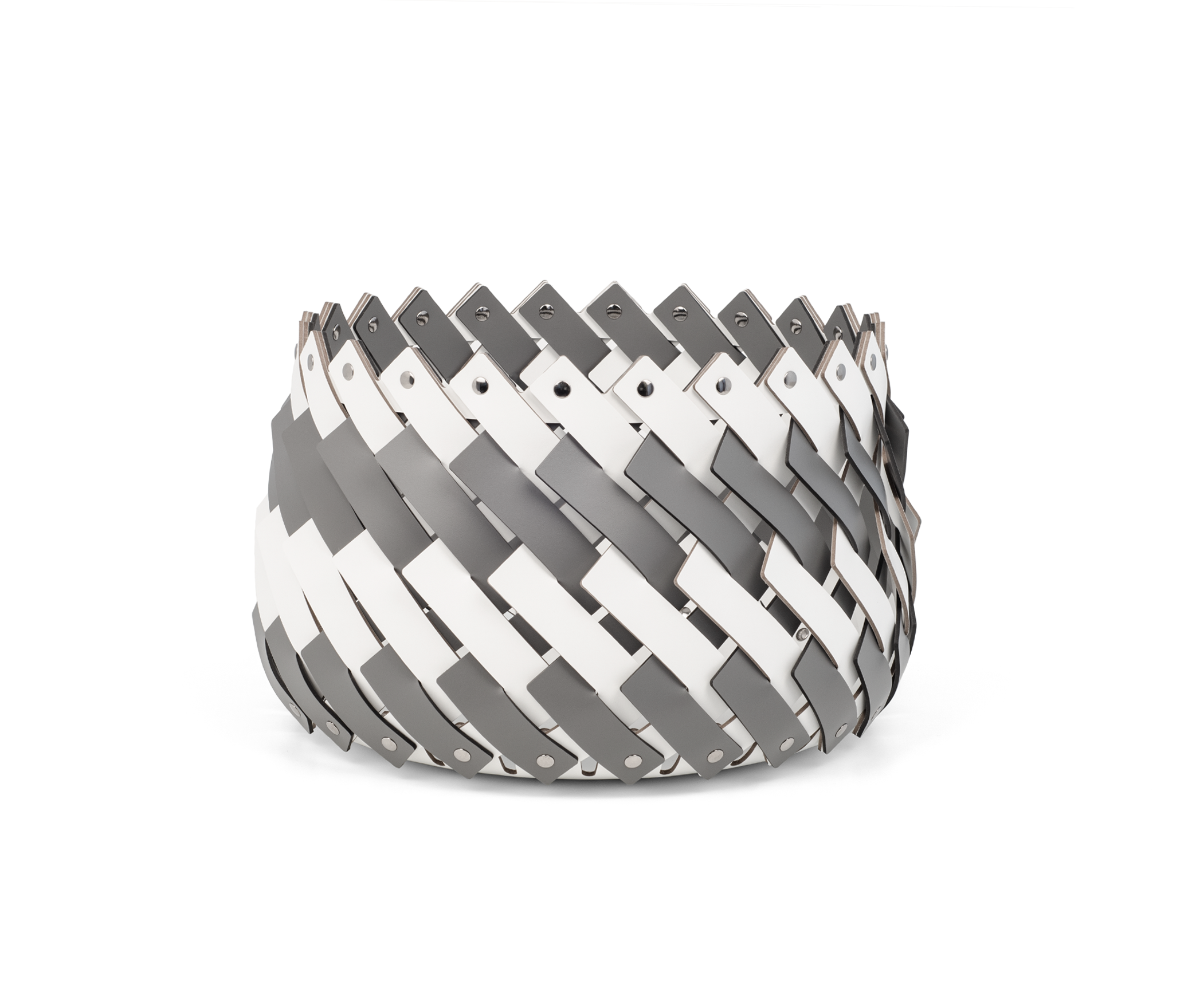 Корзина Almeria Bicolour - Ø 40XH27 см / регенерированная кожа_coffee Pinetti 00.1143.082.048-015 - Вид №3