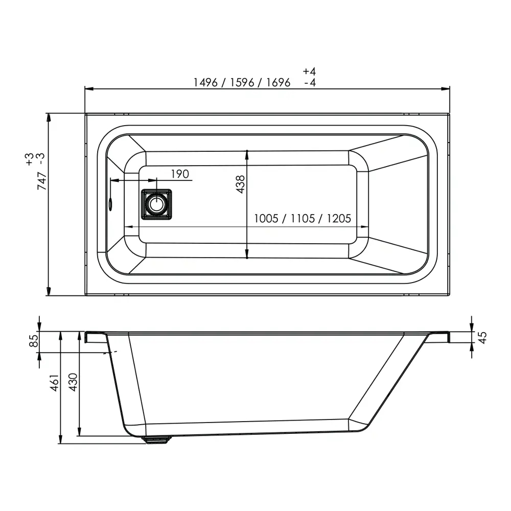 SENSEA Remix — акриловая ванна 170×75 см для пристенного монтажа 82279913 STLM-0023939 - Вид №9
