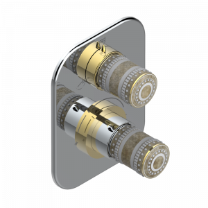 U8C-5600BE Ручки регулировки для термостата THG с переключателем на 3 выхода арт.5600AE Thg-paris Monte Carlo фарфор с белым золотом Хром/золото