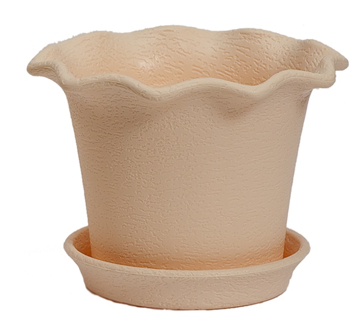 401-4 Горшок д/цветов с поддоном Le Fleur d=11,5 0.5 Л. Бежевый Цветочная коллекция 