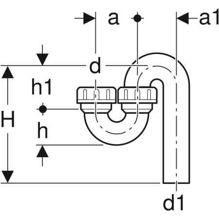 152.042.16.1 Сифон Geberit, для раковины для слива сильно загрязненной воды, с винтовой крышкой, вертикальный впуск, вертикальный выпуск Geberit  - Вид №2