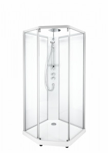 558.902.00.1 IDO Showerama 10-5 800x900 Пятиугольная Комфорт, Душевая кабина IDO Showerama в сборе Пятиугольная Комфорт, белые профили / прозрачное стекло, 800X900 мм