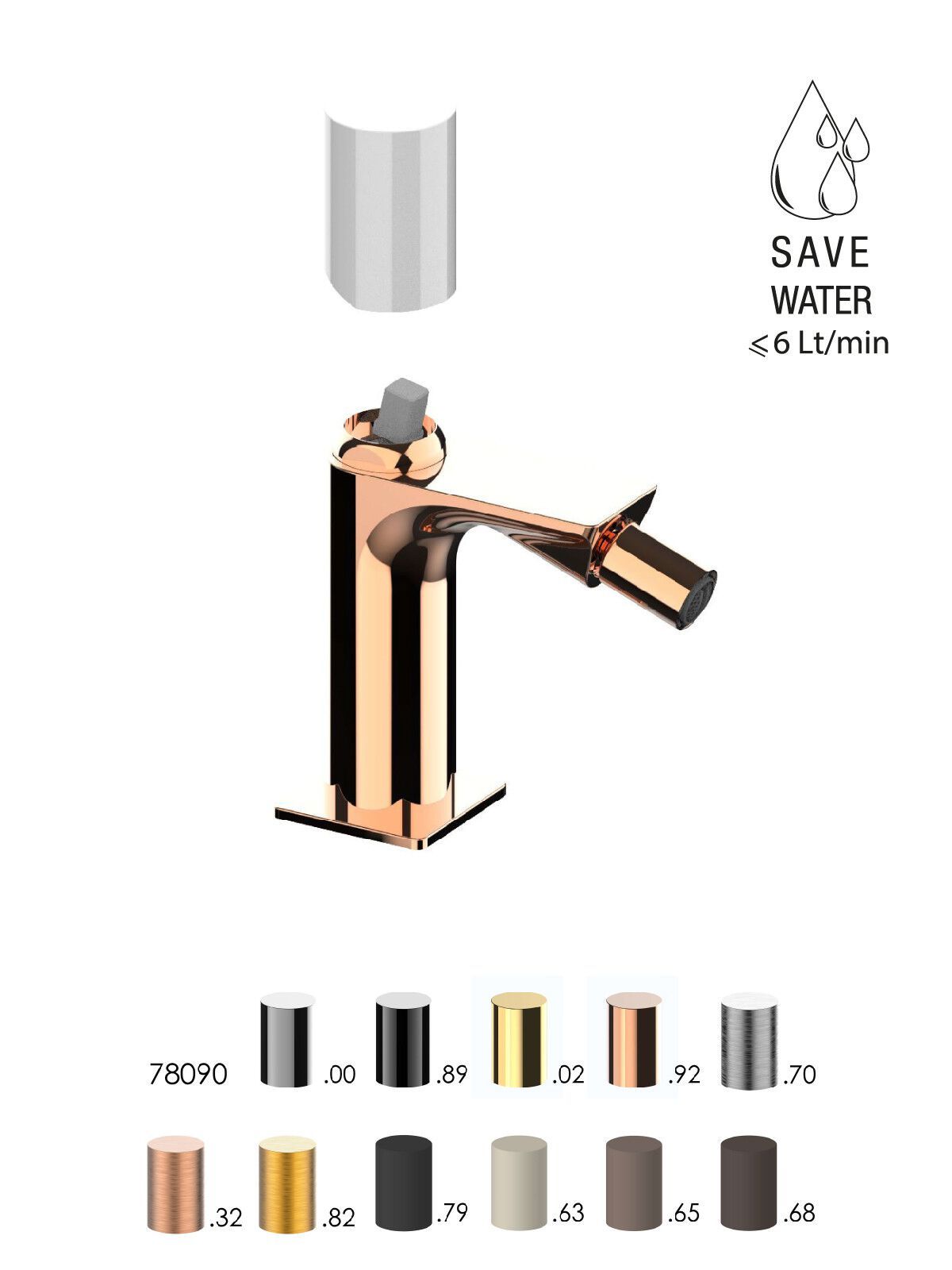 Однорычажный смеситель для биде с ограничителем расхода Rubinetterie Frattini Narciso S ARCH-00114022 - Вид №14