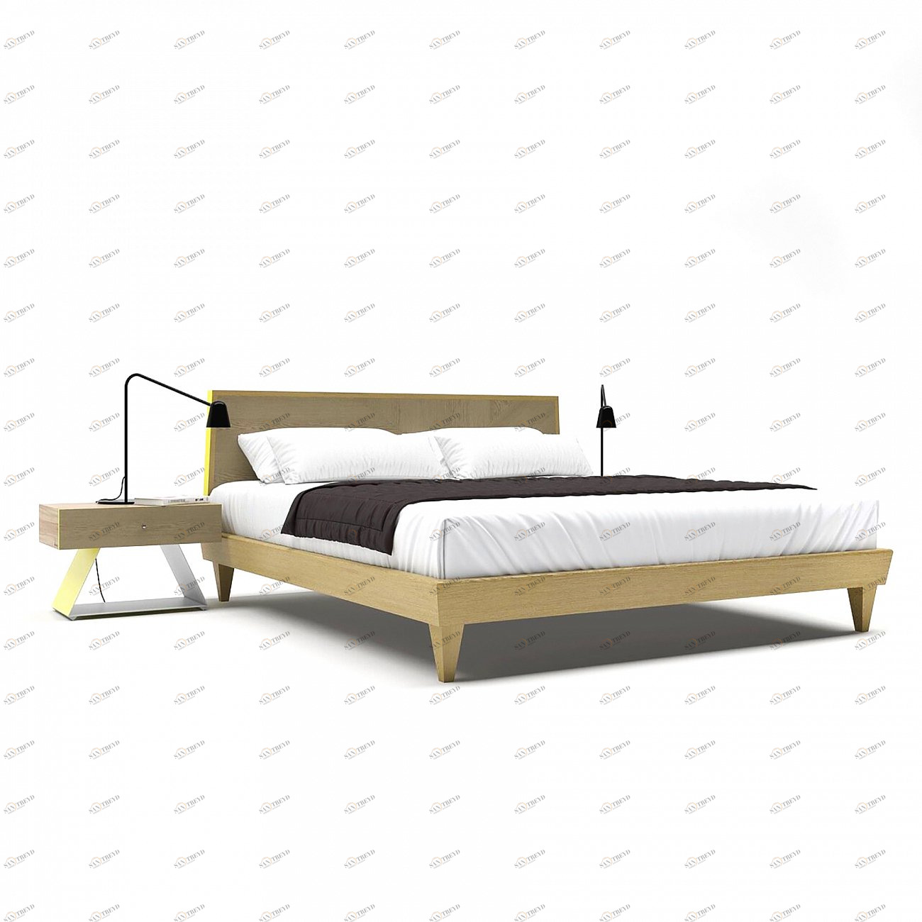 Кровать полутораспальная 140x200 светло-коричневая Sens BRAGIN DESIGN ДИЗАЙНЕРСКИЕ 256503 Бежевый 