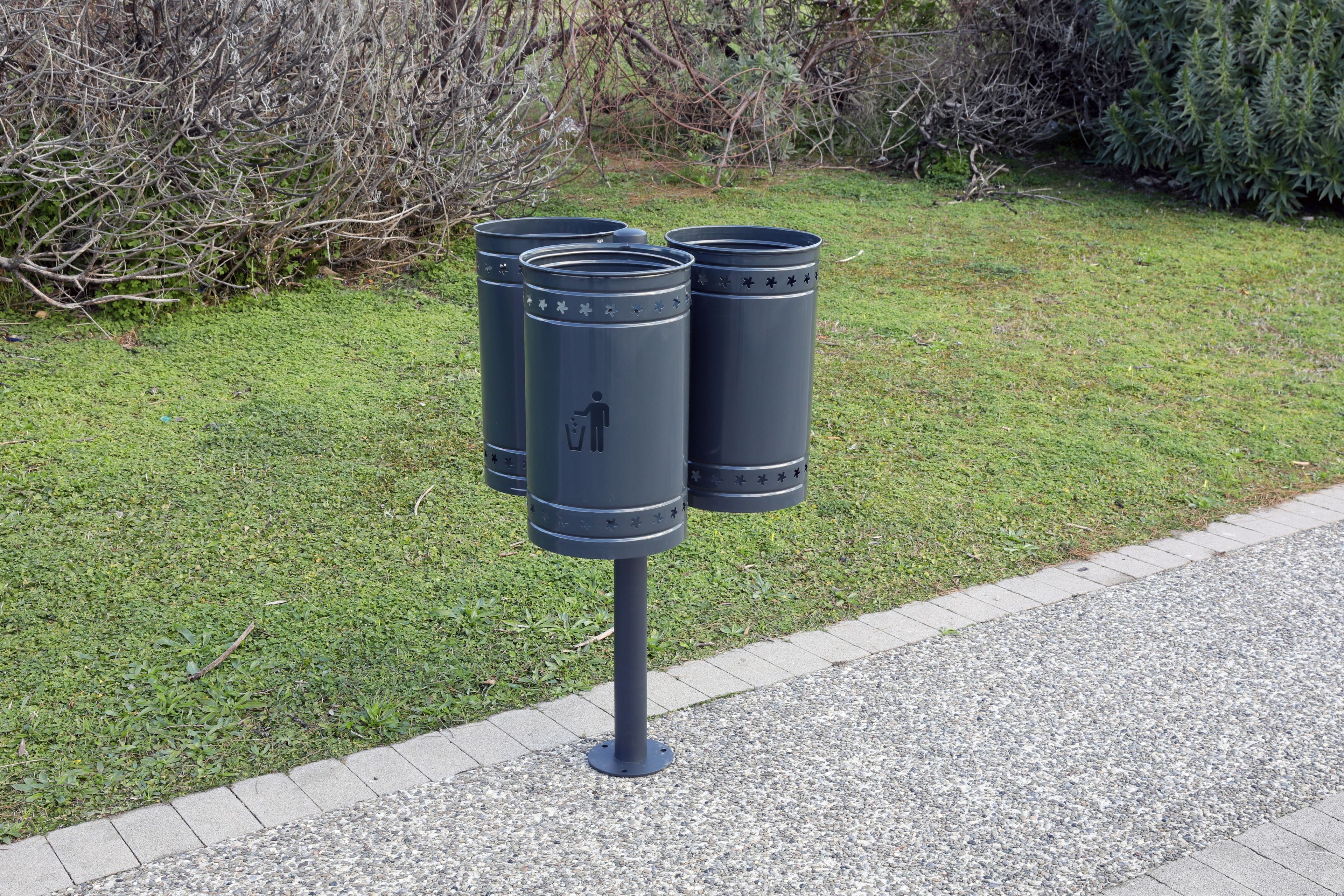 Наружная стальная стойка для мусора для утилизации отходов CITYSì CINO 3 ARCH-00107438 - Вид №1