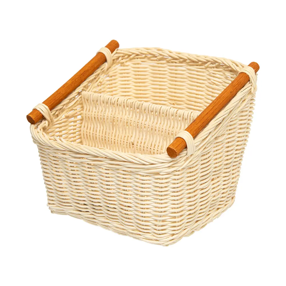 Корзина для столовых приборов 20x17x8 см цвет белый ротанг Santreyd STLM-2164204