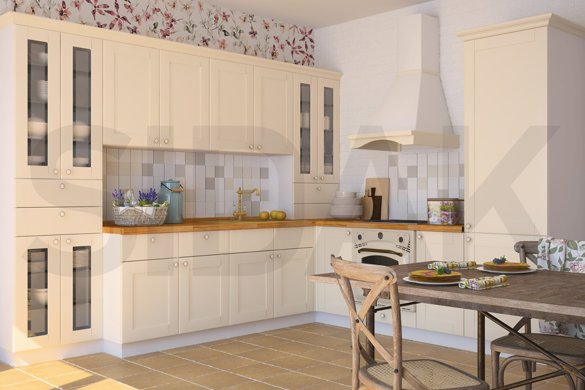 Фасады для кухни Кантри Фрезеровка «Лжевыборка» Ольха №709 SIDAK SIST1703-214 - Вид №1