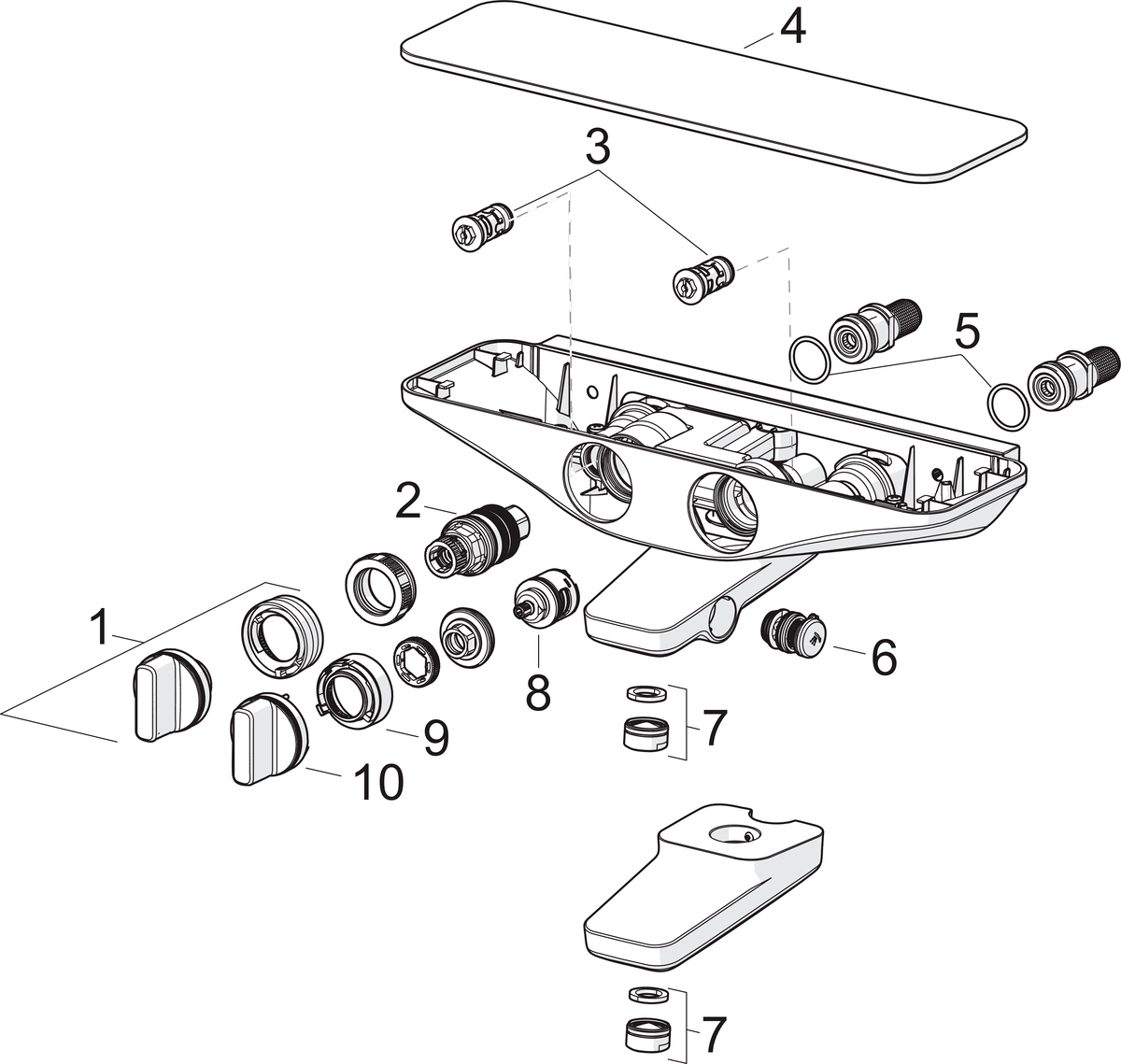 Oras 7540U-11 Cмеситель для ванны и душа 7540U-11 Esteta Хром/Белый  - Вид №4