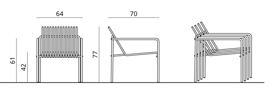 Стул для сада с порошковым покрытием с подлокотниками Urbantime Zeroиндексы.015 ARCH-00138994 - Вид №4