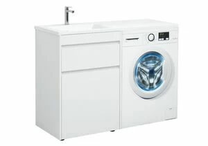 Тумба с раковиной Aquanet Токио 120 L белый (напольная, 1 ящик)