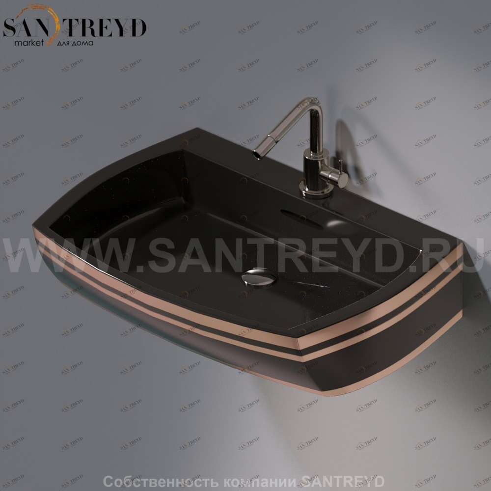 L283.476R Подвесная раковина настенная овальная A. e T. Italia SQUARE черная AeT ITALIA