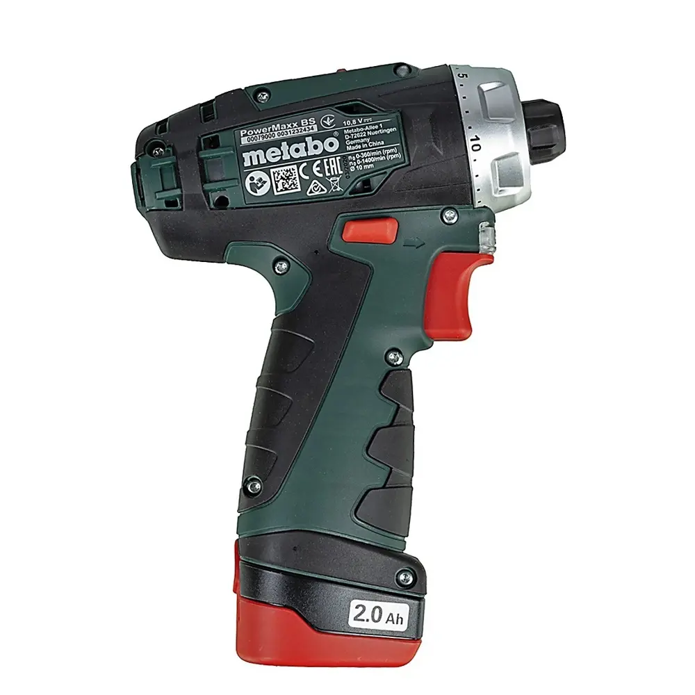 Дрель-шуруповерт аккумуляторная Metabo PowerMaxx BS 600984000, 12 В Li-Ion 2x2 Ач STLM-2206147 - Вид №2
