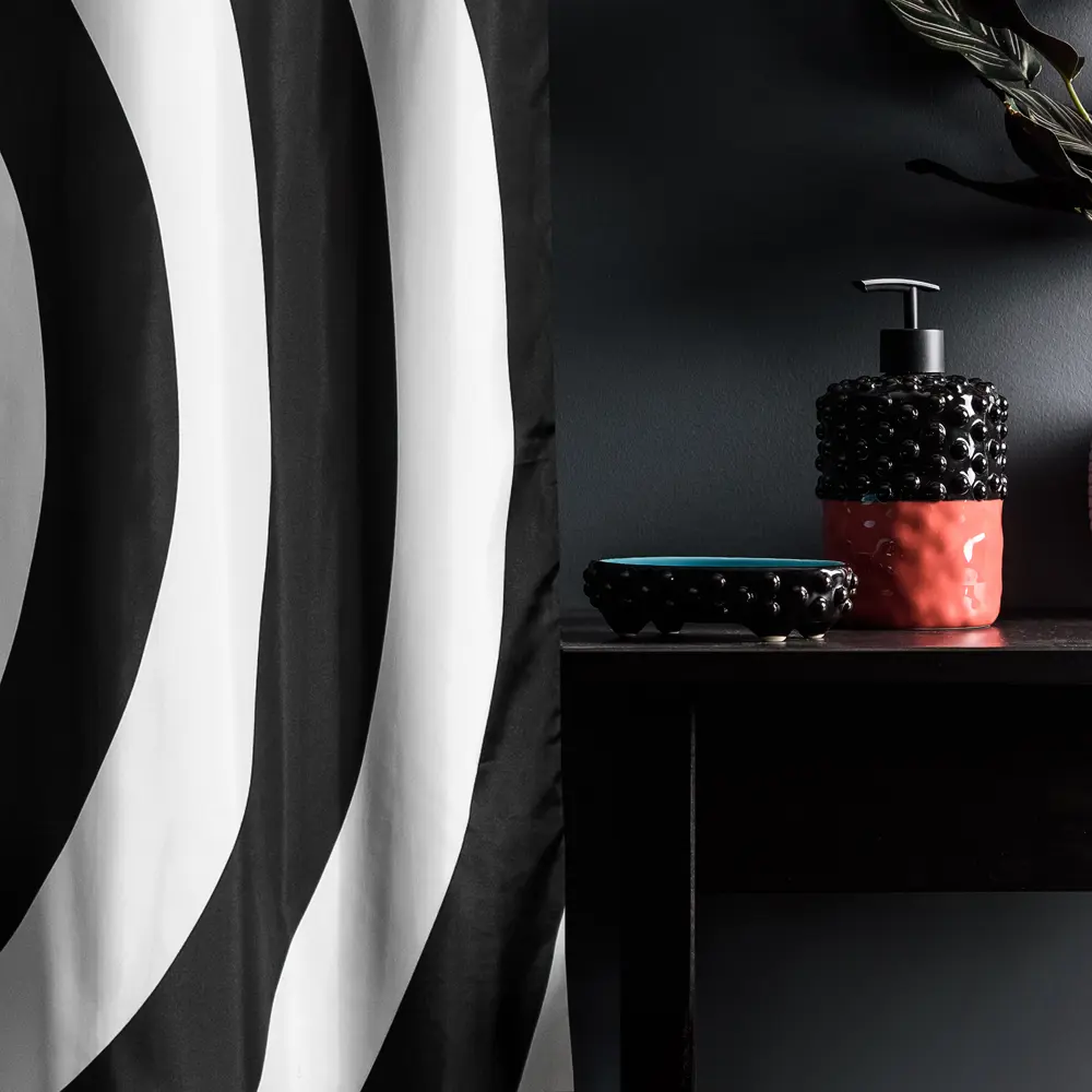 Шторка для ванной Irony 180х200 см черно-белая MOROSHKA STLM-2202680 - Вид №3