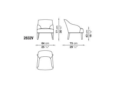 Кресло с подлокотниками Maxalto ARCH-00138689 - Вид №2