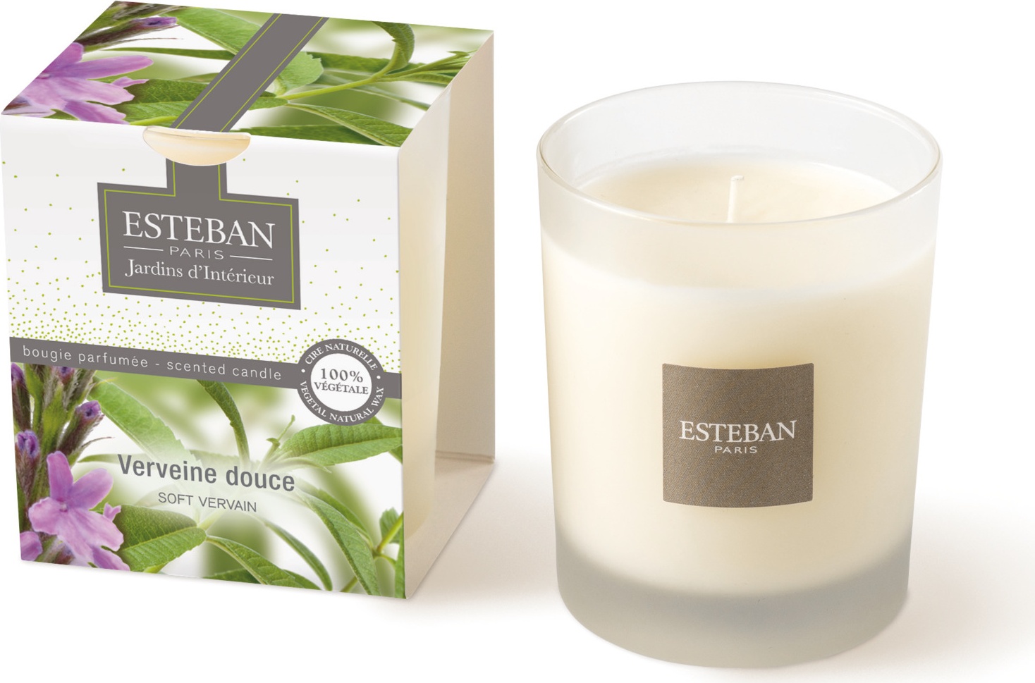 10653689 Esteban АРОМА СВЕЧА НЕЖНАЯ ВЕРБЕНА 170 Г Стекло, ароматический воск, хлопок, картон 