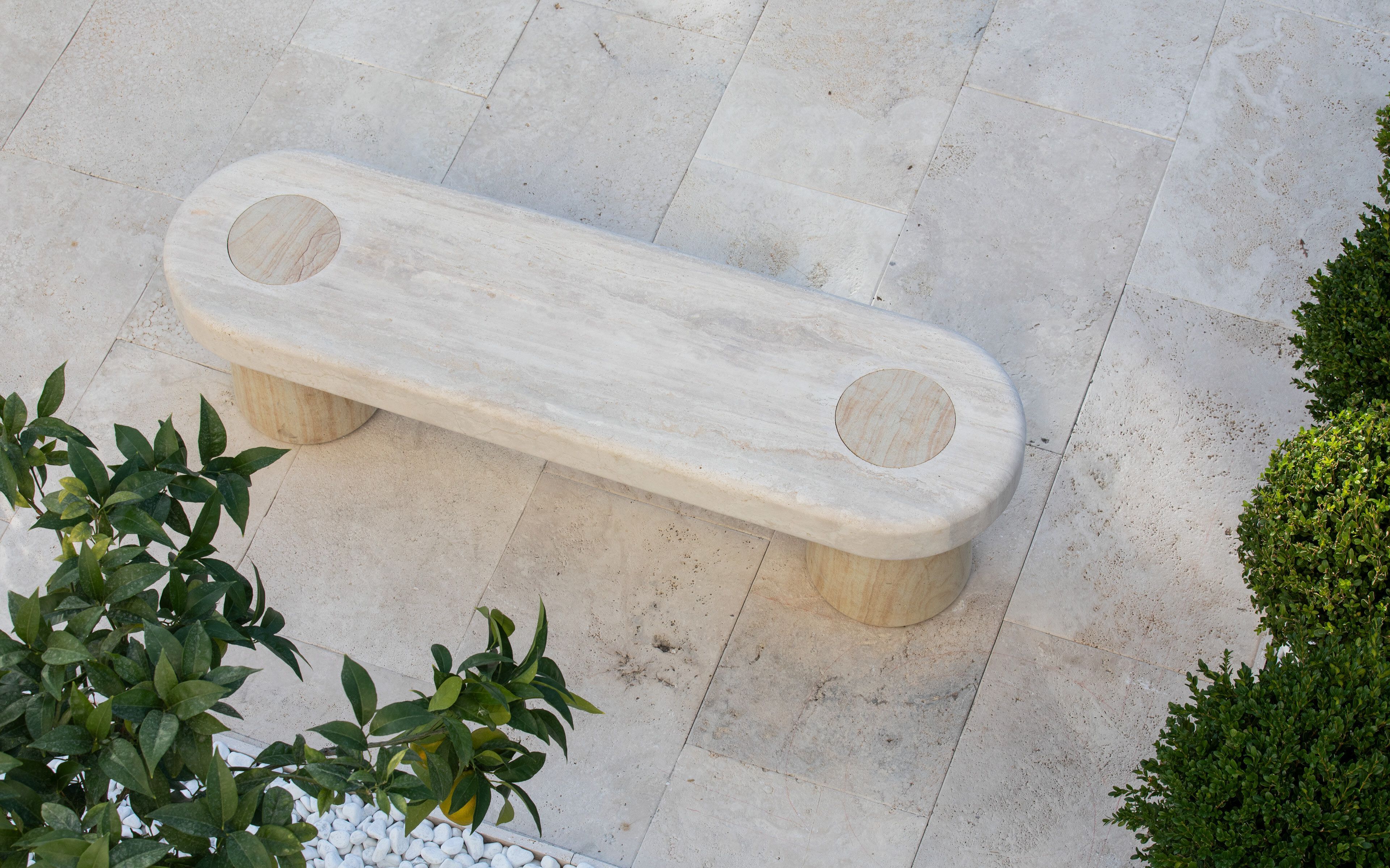 Травертиновая садовая скамейка In Stock VELTHA® ARCH-00071293 - Вид №4