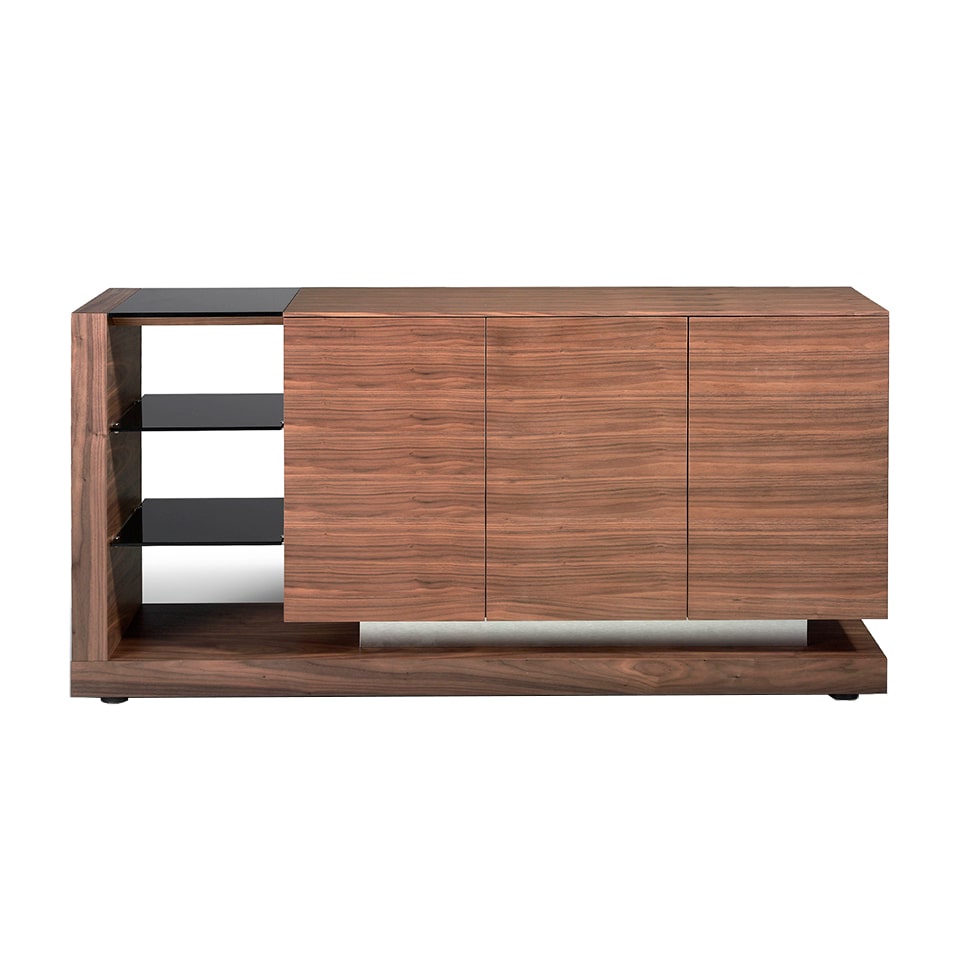 098830 Сервант MK1317A ореховый с черным стеклом Angel Cerda  - Вид №1