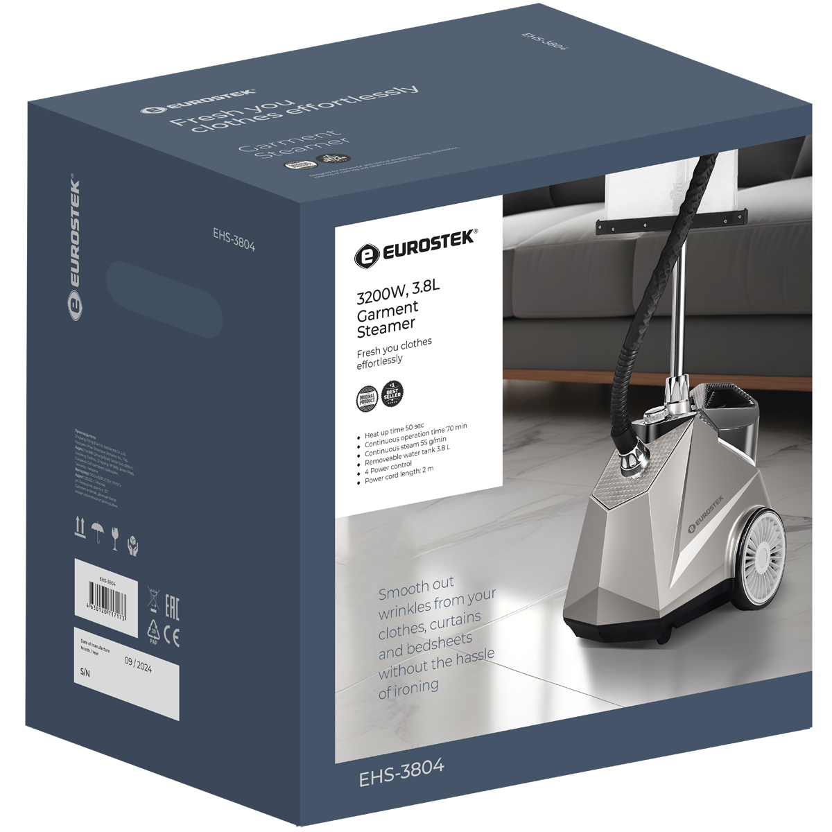 9200199 Отпариватель Eurostek EHS-3804 серебристый STDN-0044489 - Вид №7