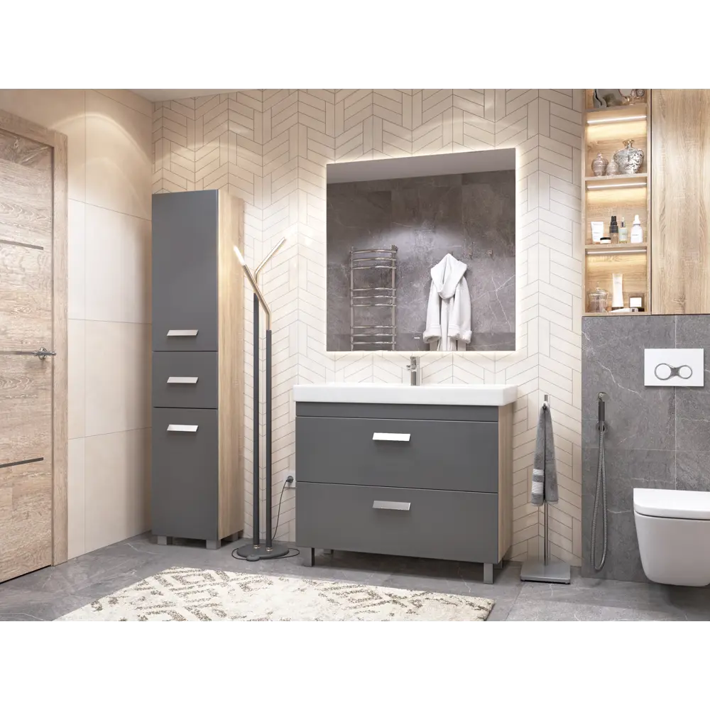 Тумба в ванную Vigo Hilton 100x80 см ДСП цвет графит 85322133 STLM-2195476 - Вид №7