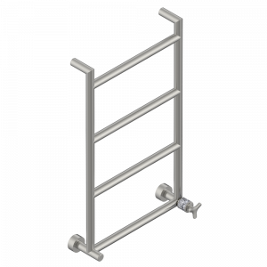 G9G-TWR4H1 Полотенцесушитель Современный круглый, 4 перекладины, 533 мм x 867 мм, водяной, с 1 декоративной крестовой рукояткой Thg-paris System с говлитом Матовый никель