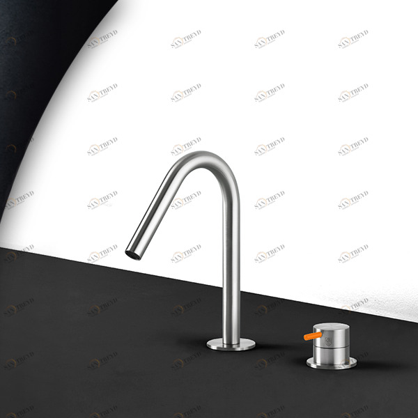 Смеситель для раковины сталь матовая с оранжевой ручкой Toki Radomonte TKI30SCIL24