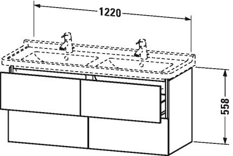 LC626904343 Тумбочка подвесная L-Cube #LC6269 1220 x 469 мм Базальт матовый, декор Duravit - Вид №1