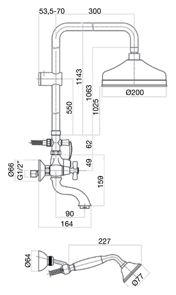 AM721208060 Душевая система , медь Webert Armony - Вид №1