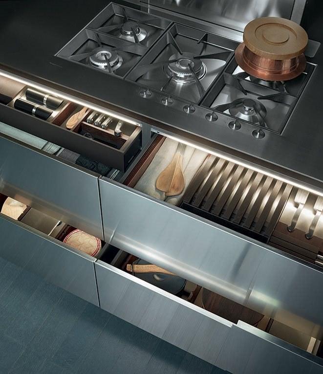 Poliform Кухня из стали и дерева с полуостровом sun-id-1424834 - Вид №41