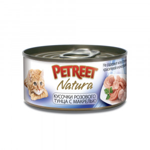ПР0020184 Корм для кошек кусочки розового тунца с макрелью конс. 70г PETREET