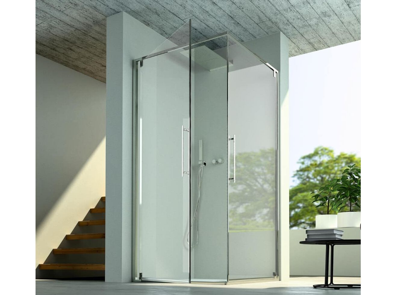 Алюминиевая и стеклянная угловая душевая кабина с поворотной дверью CSA Box Doccia MIA ARCH-00032773 - Вид №1