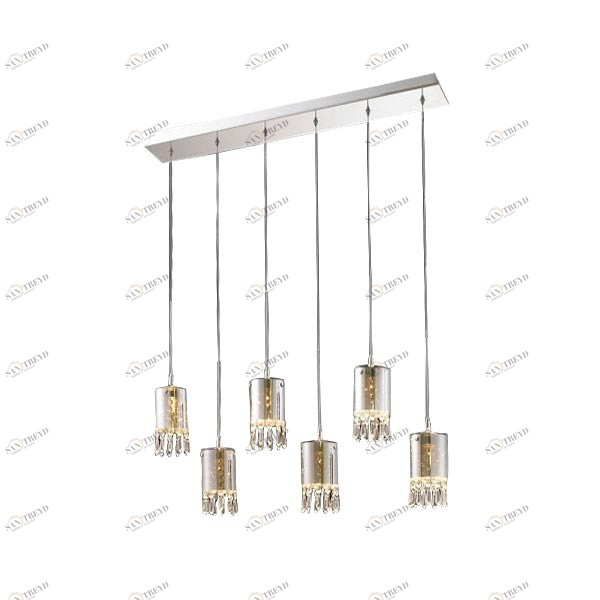Подвесной светильник Crystal Tube 6 от Delight Collection MD2544/6L DELIGHT COLLECTION ДИЗАЙНЕРСКИЕ 243727 Прозрачный;хром;дымчатый 