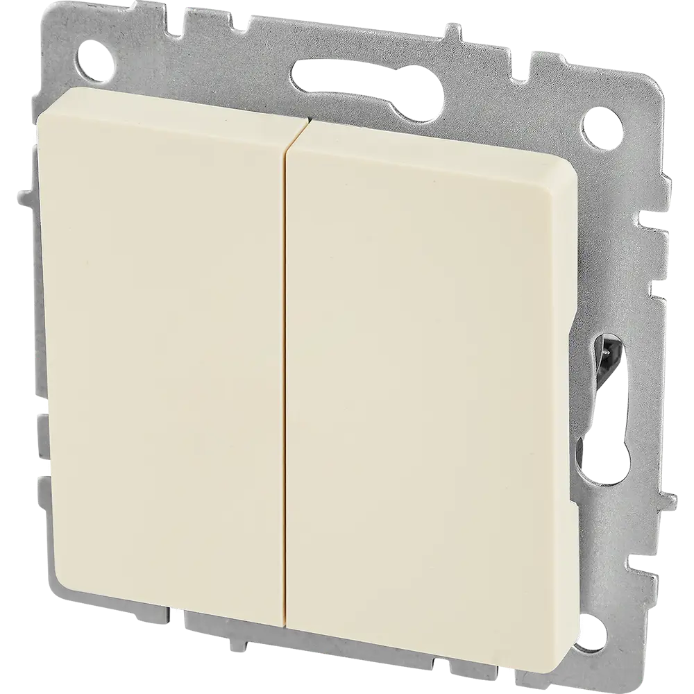 Выключатель IEK Brite двухклавишный бежевый для современного интерьера 87761690 STLM-1117034
