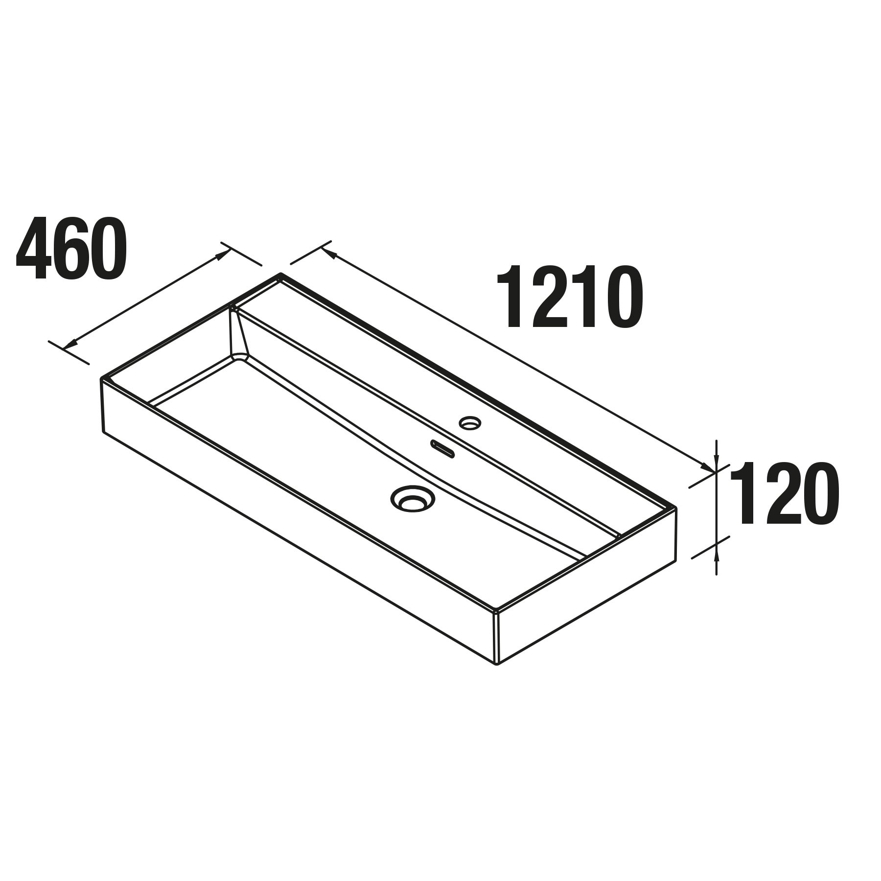 24177 SALGAR Раковина VENETO 1210 1 раковина БЕЛЫЙ ФАРФОР 1210 x 120 x 460 мм - Вид №2