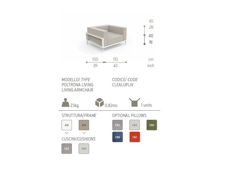 Съемное садовое кресло с подлокотниками Talenti CleoSoft-alu ARCH-00028427 - Вид №3