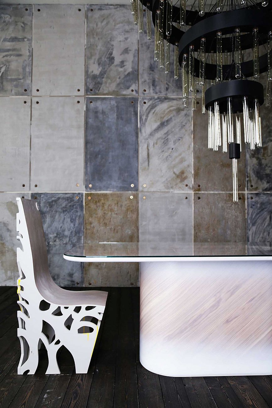 Обеденный стол дизайнерский со стеклом и декоративным элементом 200 см "Корень" от Odingeniy ODINGENIY  178450 Коричневый  - Вид №8