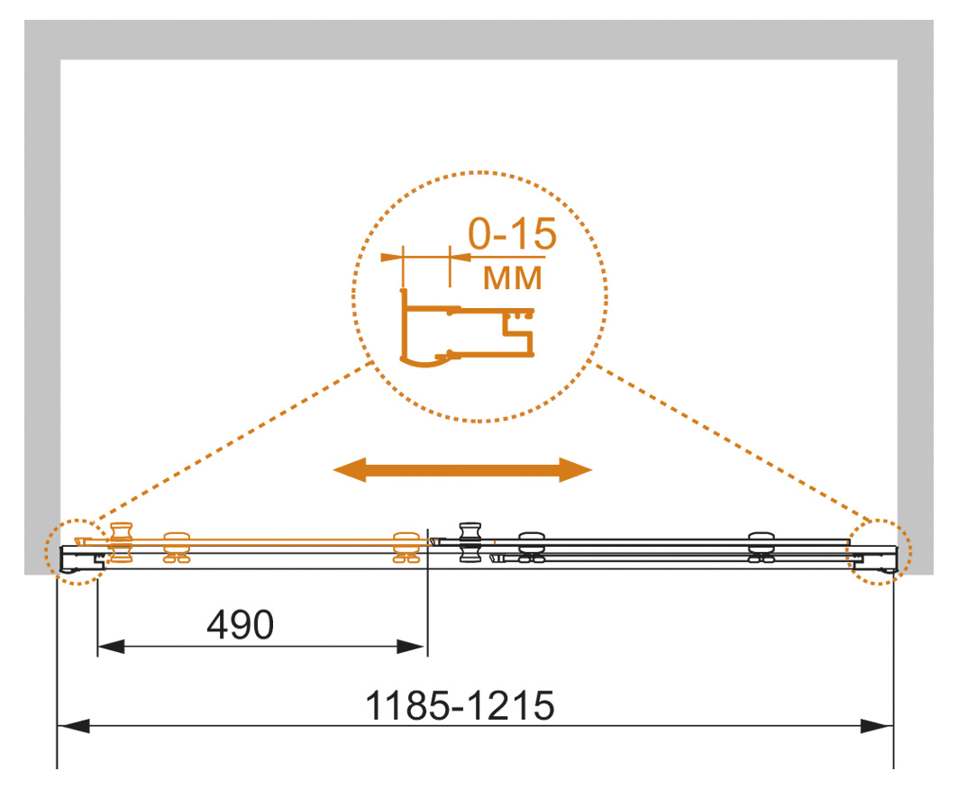 Душевая дверь в нишу CEZARES PRATICO-BF-1-120-P-Cr - Вид №8