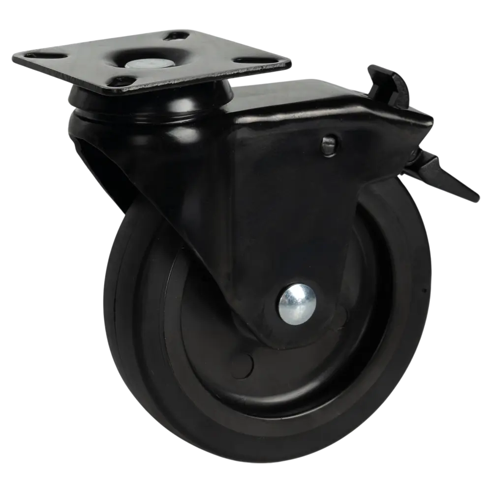 Поворотный мебельный ролик с тормозом 100 мм, черный 89415323 Santreyd STLM-1582403