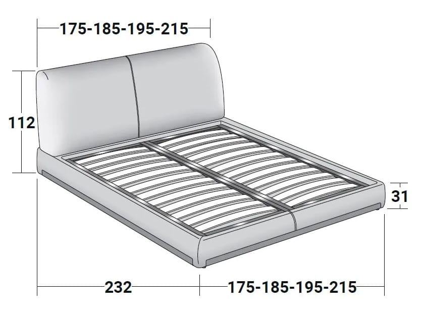 Двуспальная кровать из ткани с мягким изголовьем Flou ATELIERM ARCH-00150147 - Вид №10