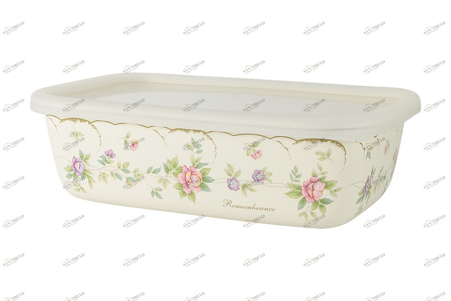 Лоток эмалированный с крышкой 1 л бежевый "Воспоминание" EJIRY ЦВЕТЫ 00-3973458 Бежевый 