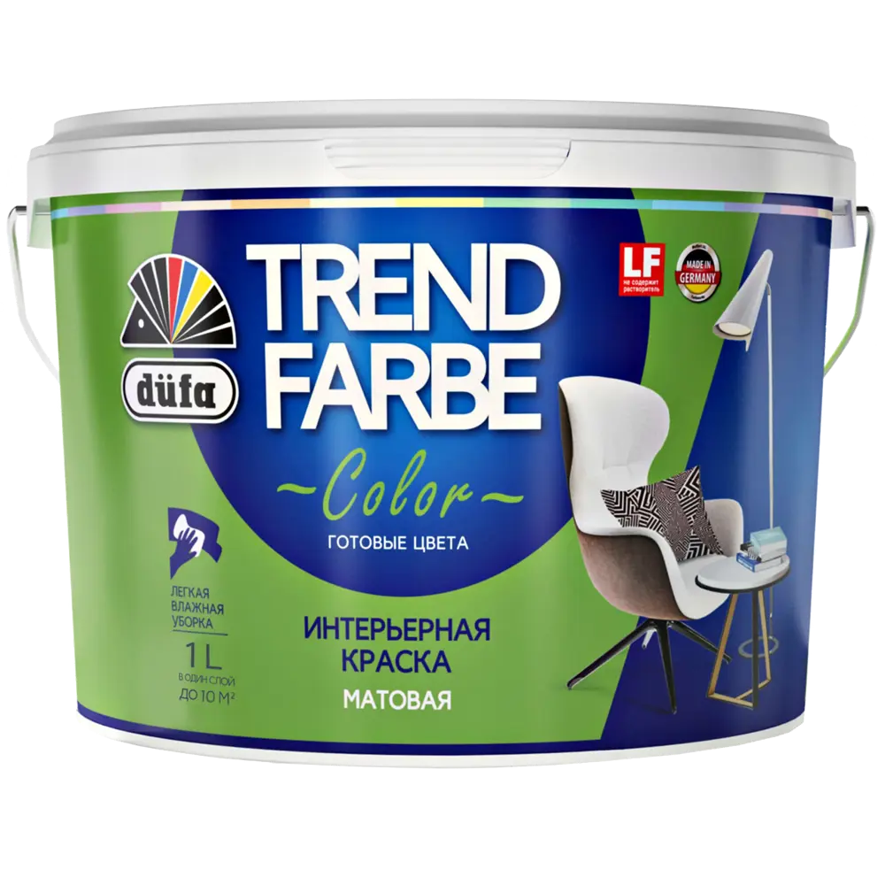 Краска для стен и потолков Trend Farbe цвет Зеленое яблоко 1 л 81970833 STLM-2156970 Dufa  - Вид №1