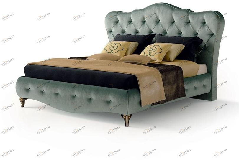 Carpanese Home Кровать king size из бархата с мягким изголовьем Heritage 5189