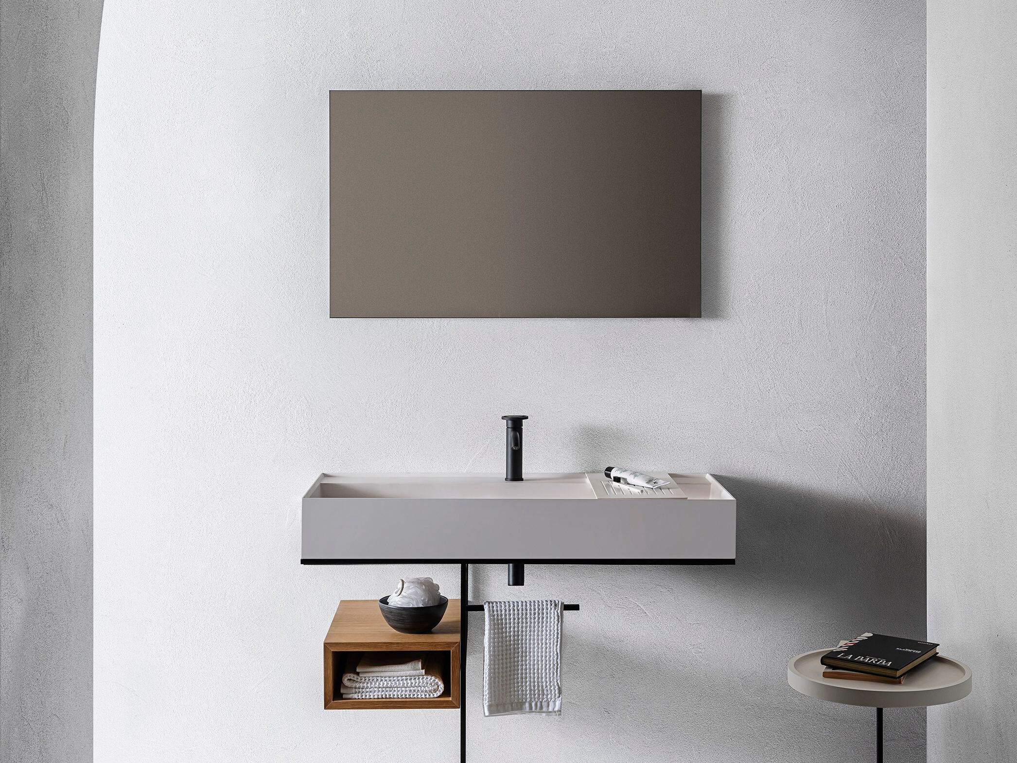 Прямоугольная подвесная раковина из композитного материала с держателем для полотенец Pirovano Element ARCH-00055238