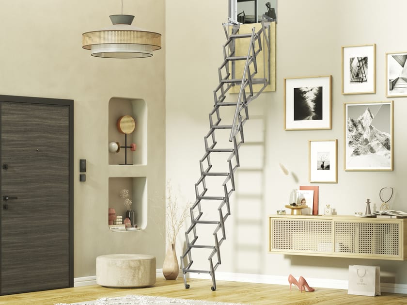 Настенная оцинкованная стальная выдвижная лестница Scrigno SIMPLO-WALL ARCH-00117030