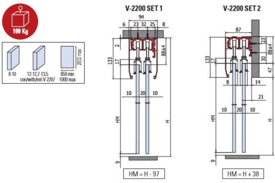 Metalglas Bonomi Комплект раздвижных дверей  V-2200  - Вид №1