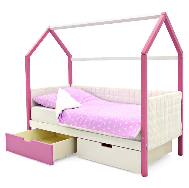 Детская кровать-домик мягкая лаванда-белая Svogen БЕЛЬМАРКО  00-3873183 Розовый Santreyd  - Вид №4