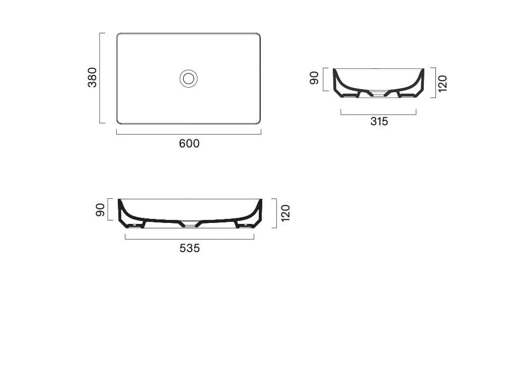 Одинарный прямоугольный умывальник CERAMICA CATALANO ARCH-00123828 - Вид №1