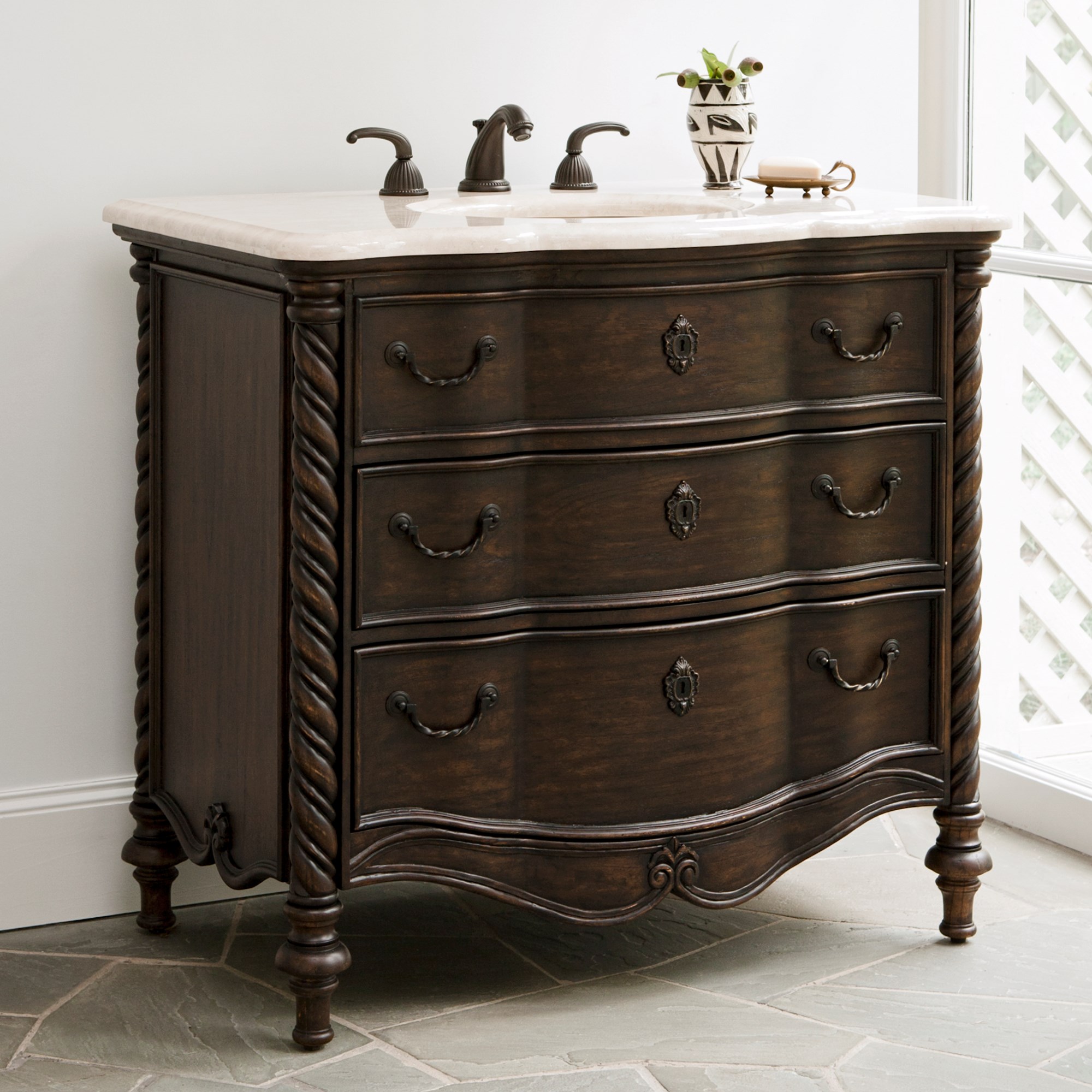 Тумбочка, большая (от 37 до 59,5) 08916-110-301 Ebony Sink Chest  Ambella  - Вид №1